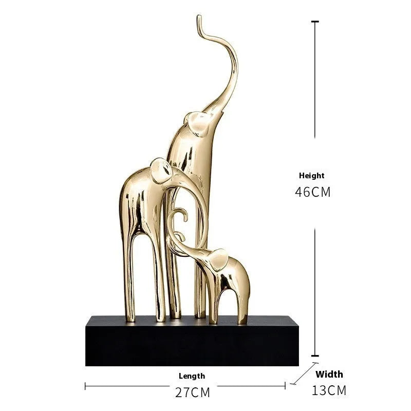 Elephant decorative statue in resin with European style, available in four colour finishes