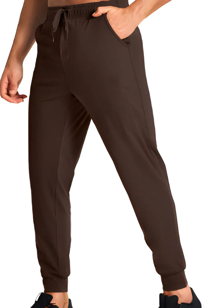 Men's loose fit casual trousers in solid colour with elastic waistband, available in multiple sizes