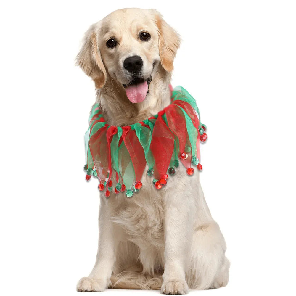Tie-dye pattern dog collar in Halloween and Christmas colour styles made from cloth