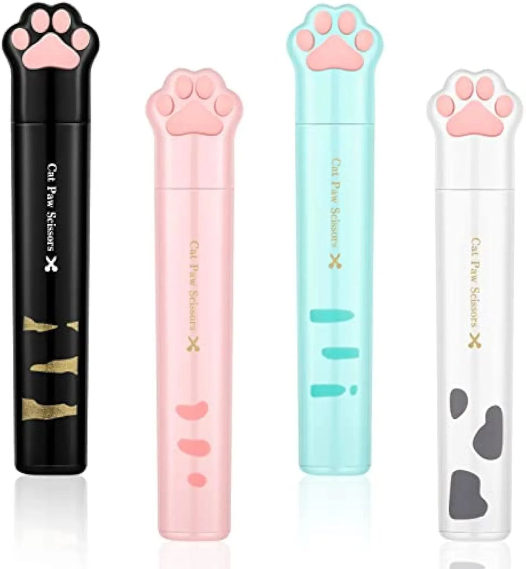 Cat paw mini folding scissors showing stainless steel construction and compact 8.7 cm size