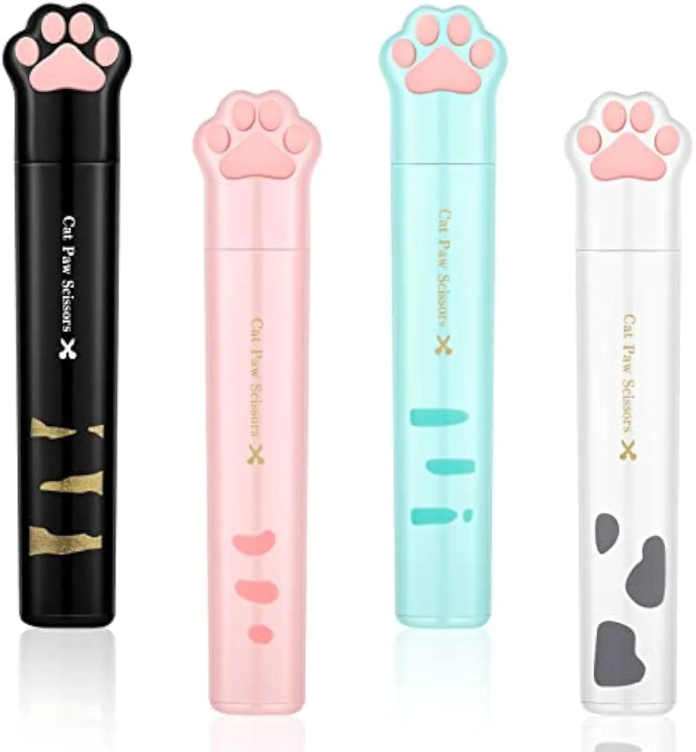 Cat paw mini folding scissors showing stainless steel construction and compact 8.7 cm size