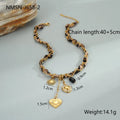 Stainless steel necklace with geometric leopard love pendant on adjustable 41-50cm chain