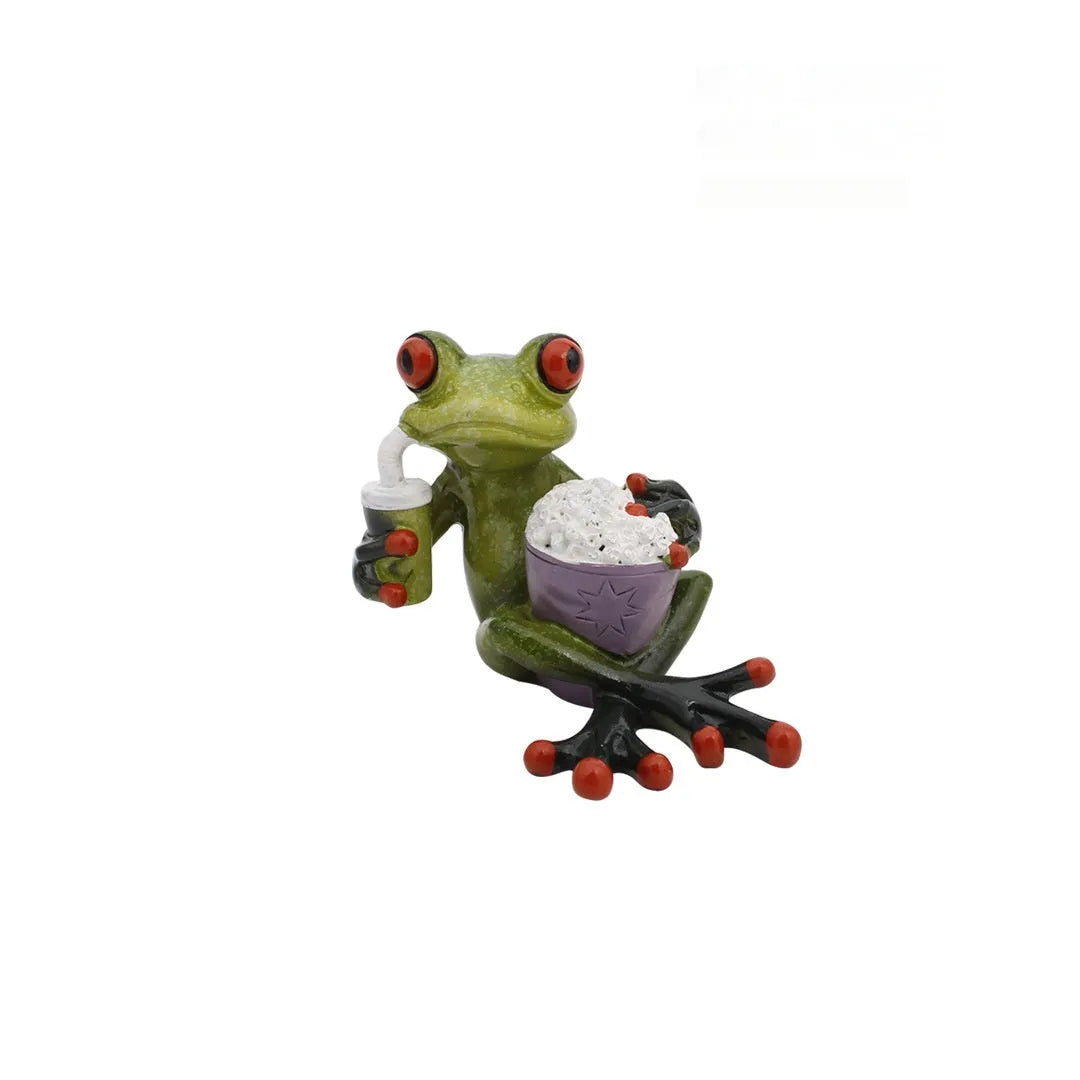 Pastoral style synthetic resin frog ornament for home decoration in living room or study