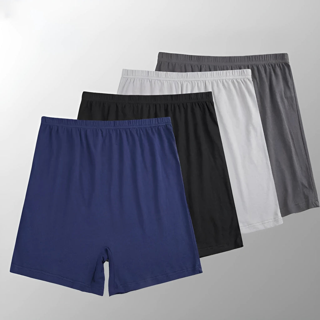 Men's high-waist boxers in solid colours including black, brown, grey and blue modal fabric
