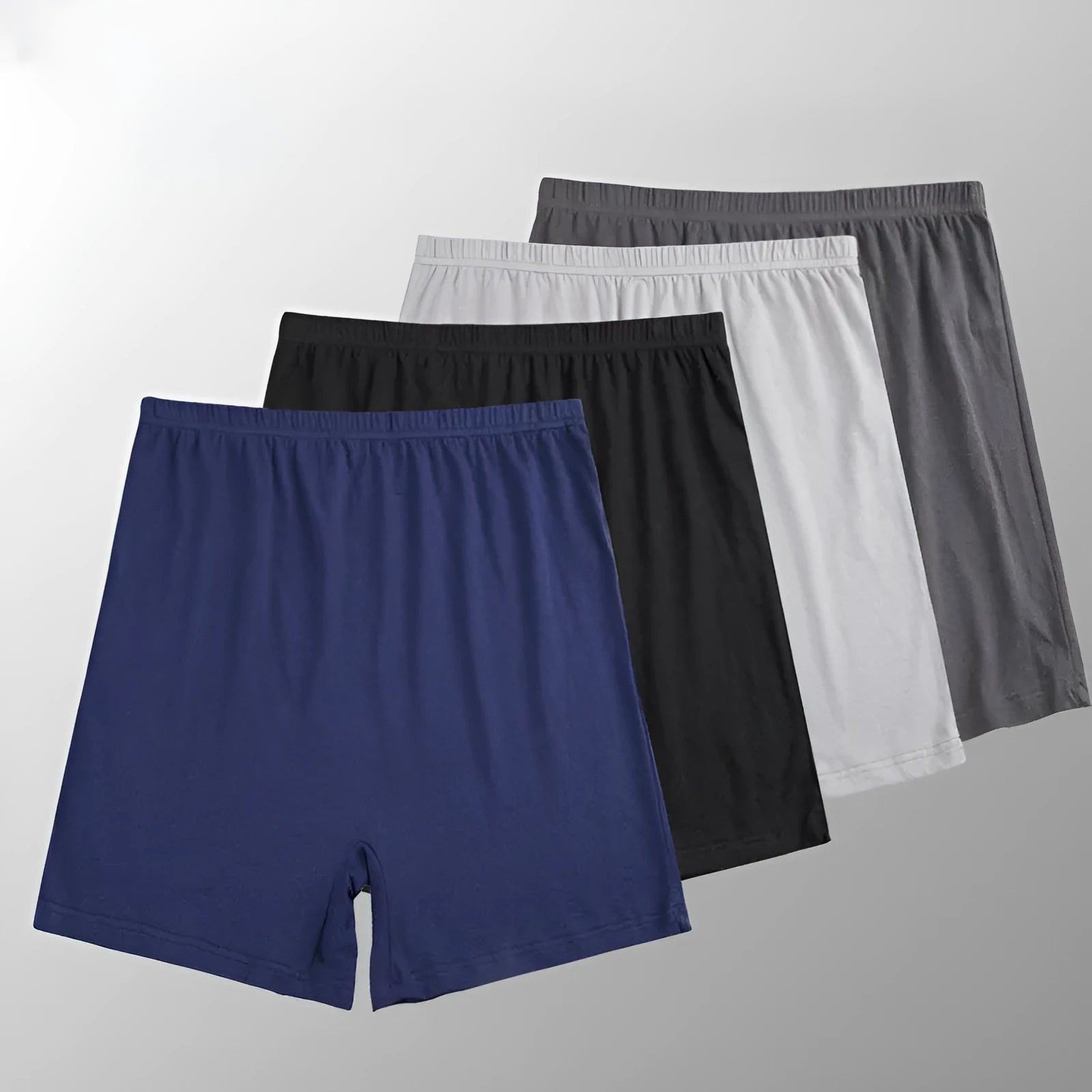 Men's high-waist boxers in solid colours including black, brown, grey and blue modal fabric