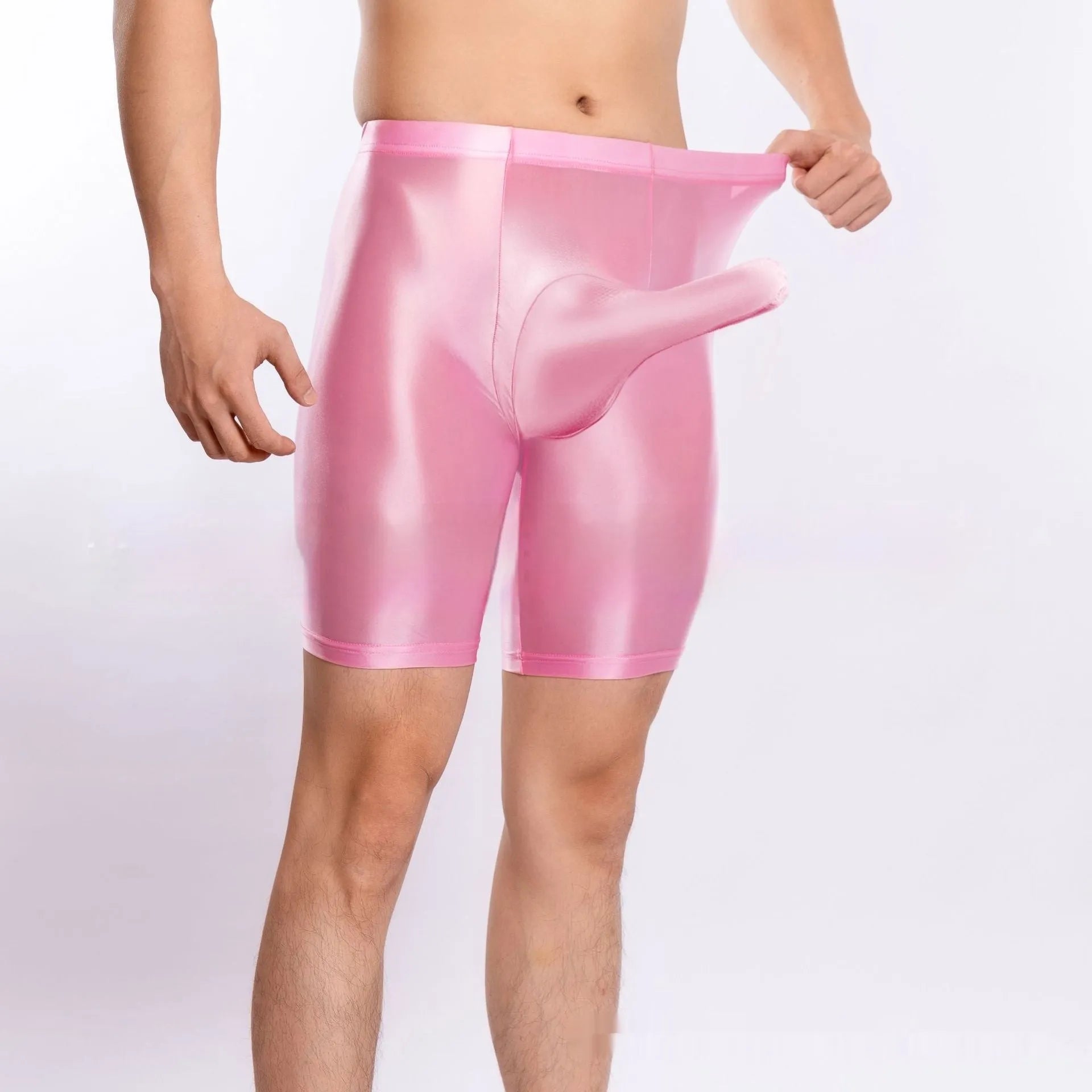 Men's plus size shiny silky sports shorts in multiple colours for gym training