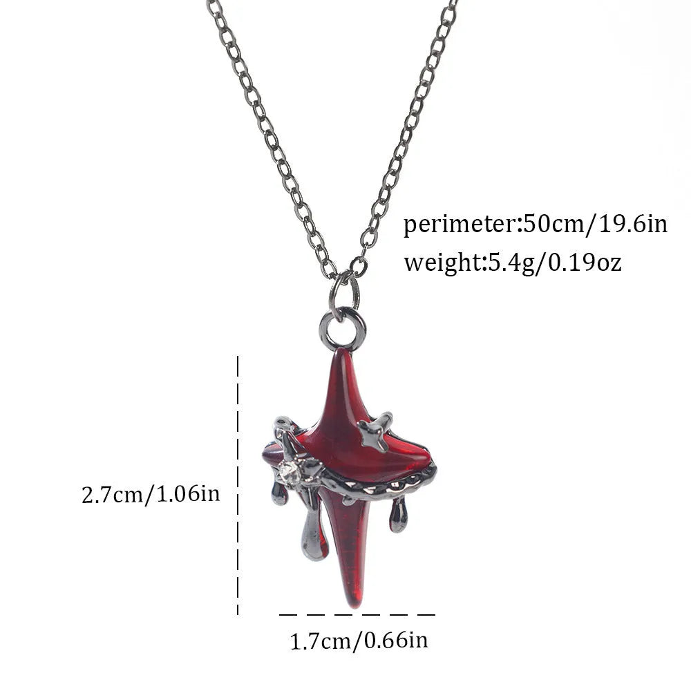 Gothic Halloween necklace with spider and bat alloy pendant on a chain.