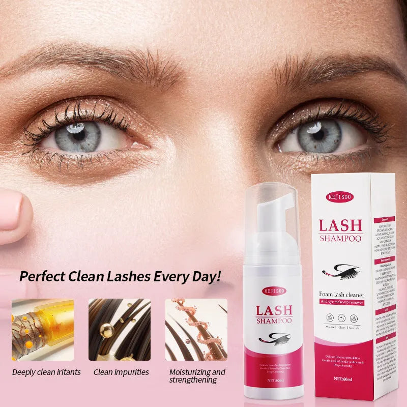 Lash shampoo mousse eyelash cleaning solution 60ml in 3.7cm × 13.5cm packaging