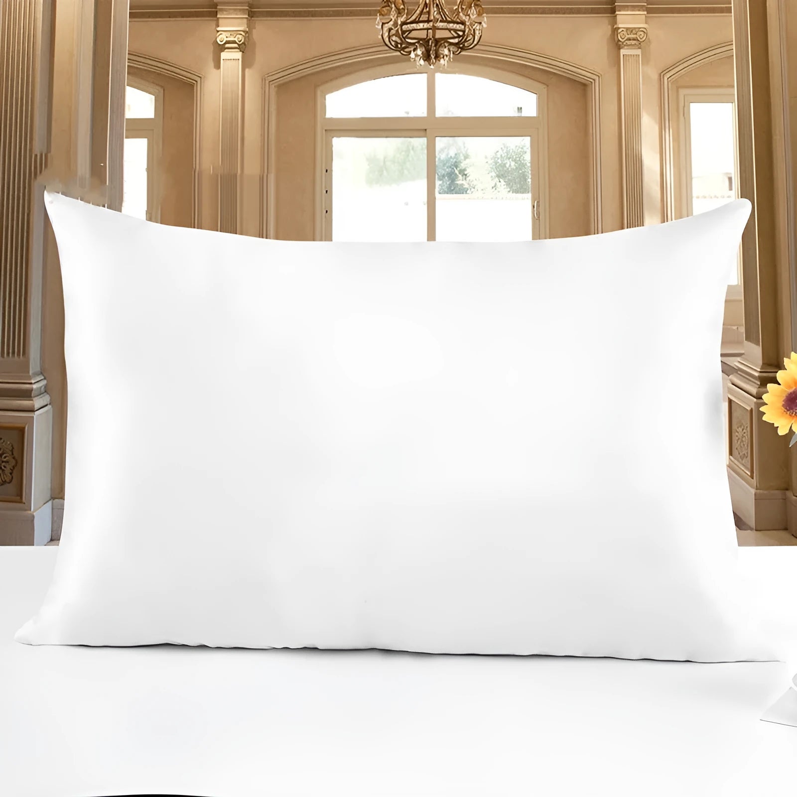 Double-sided 19 momme mulberry silk pillowcase shown in one of fourteen colours, featuring three size options.