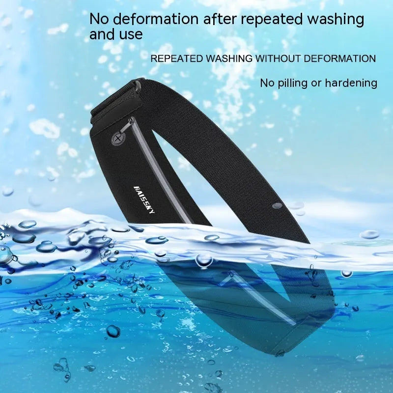 Waterproof 8-inch waist bag in chinlon Lycra for outdoor sports and fitness activities