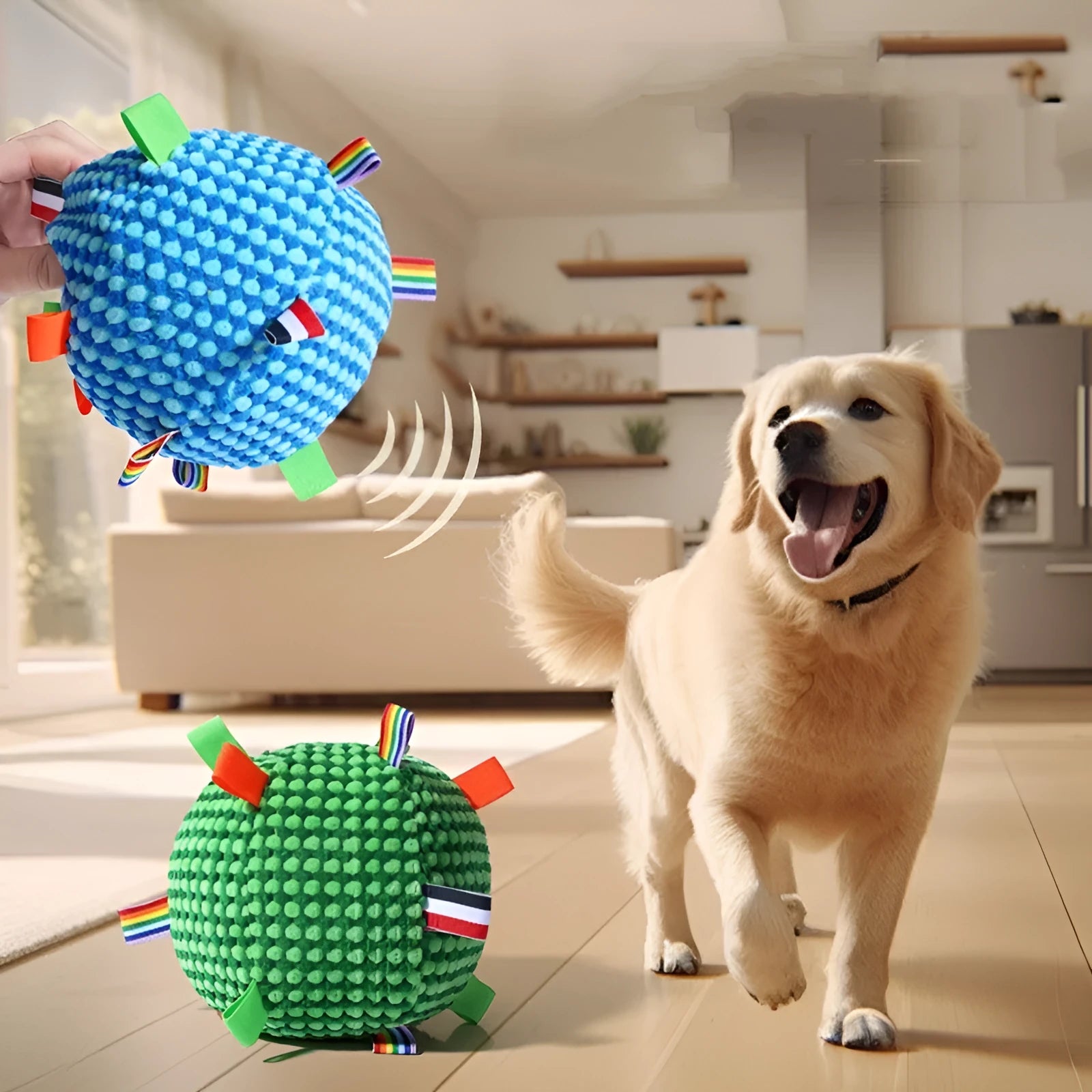 Blue pineapple lattice fabric dog chew toy measuring 17cm in diameter with ball ring shape