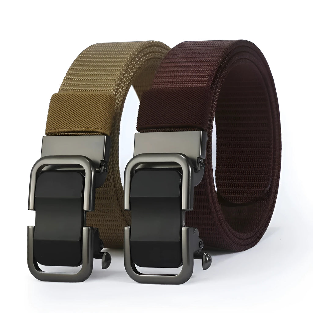 Toothless nylon men's belt with alloy buckle in multiple colour options