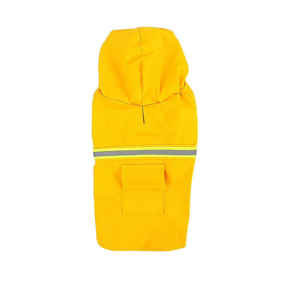 Waterproof dog raincoat in synthetic leather with reflective stripe and hood on a small dog