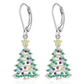 White gold colour Christmas tree earrings with star shape design for women
