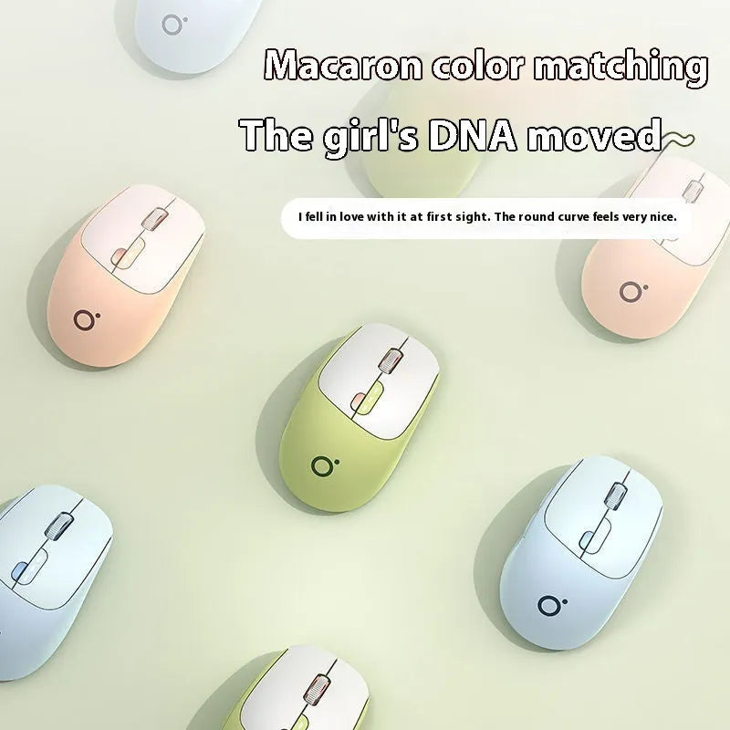 Mute wireless Bluetooth mouse in matcha green colour showing five-button design and compact ergonomic shape