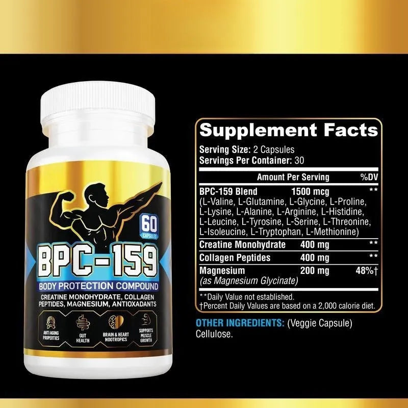 Body energy supplement capsules in a bottle for general wellness support