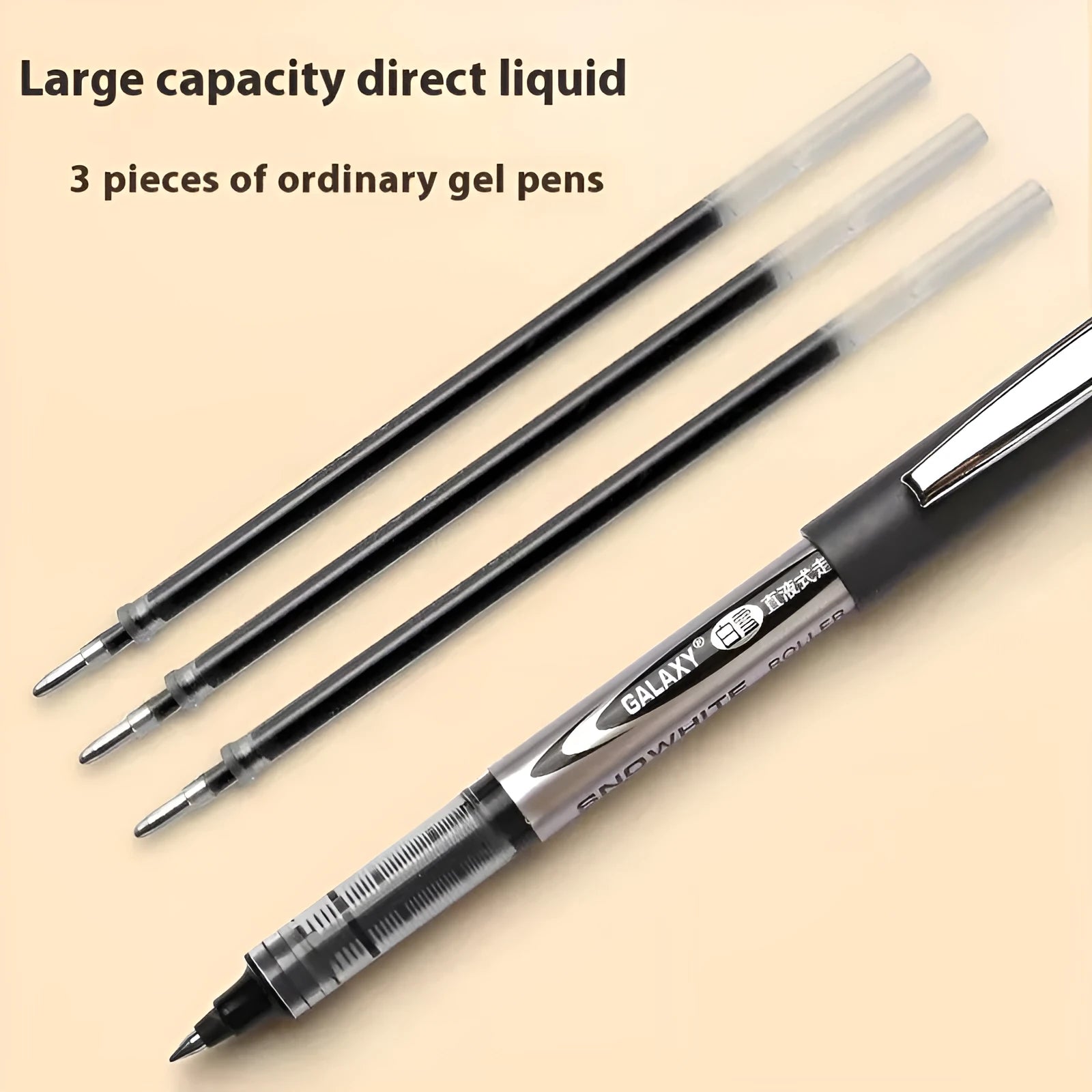 Water-based quick-drying pen with 0.5mm tip in black blue red and ink blue colours