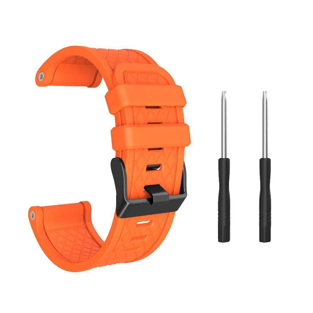 Black silicone watch strap with stainless steel watch-button connection for Jiaming 26mm watches