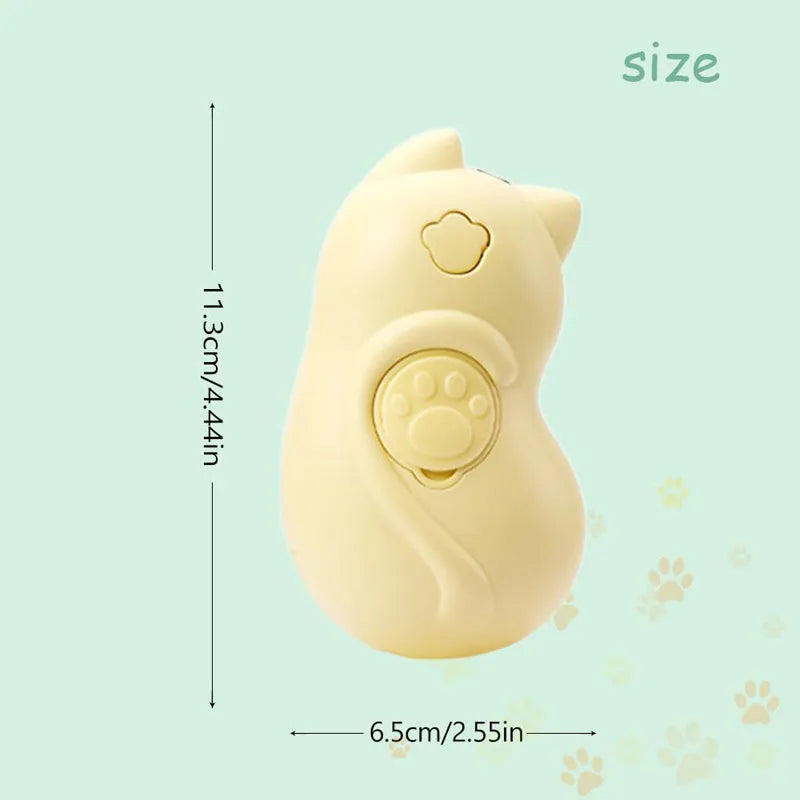 White 3-in-1 steam cat brush with pet shape design for grooming tangled hair