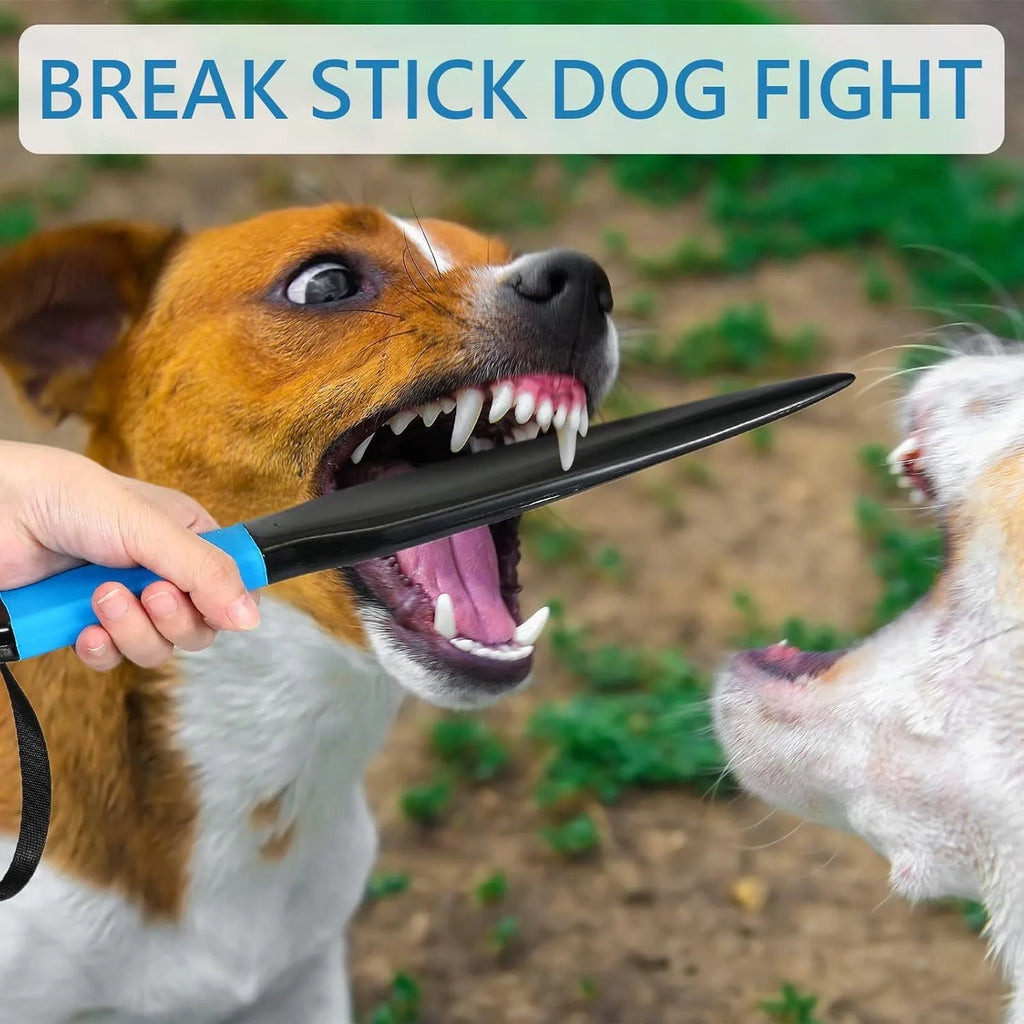 Blue handled nylon dog training stick measuring 35cm for small and medium dogs