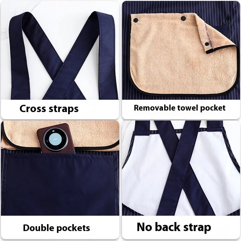 Polyester waterproof kitchen apron in various colours for household cooking protection