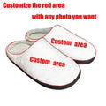 Pattern printed cotton flannel slippers with TPR sole in a custom colour on a white background.