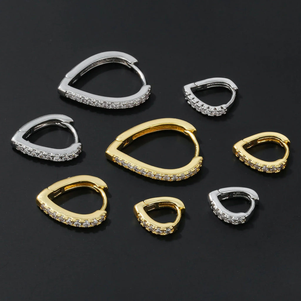 Geometric heart-shaped women's ear clip with electroplated gold finish on copper base material