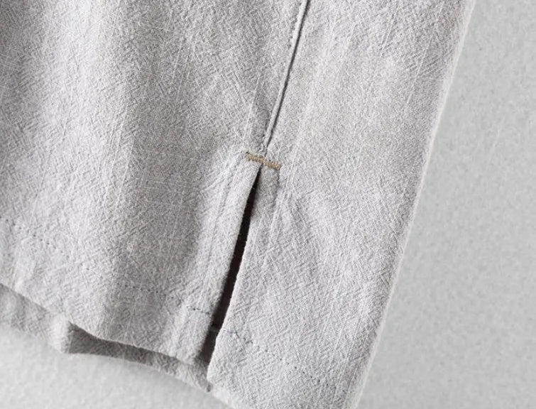 Men's loose fit linen blend casual shirt in solid colour options