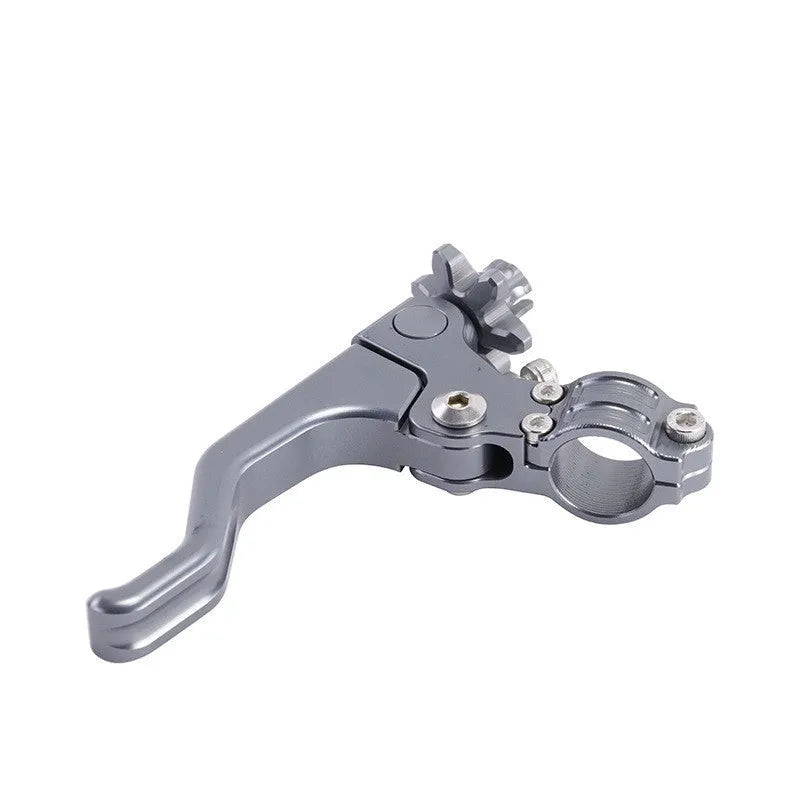 Aluminium alloy two-finger motorcycle clutch lever shown in various colour options including red, black, and silver.