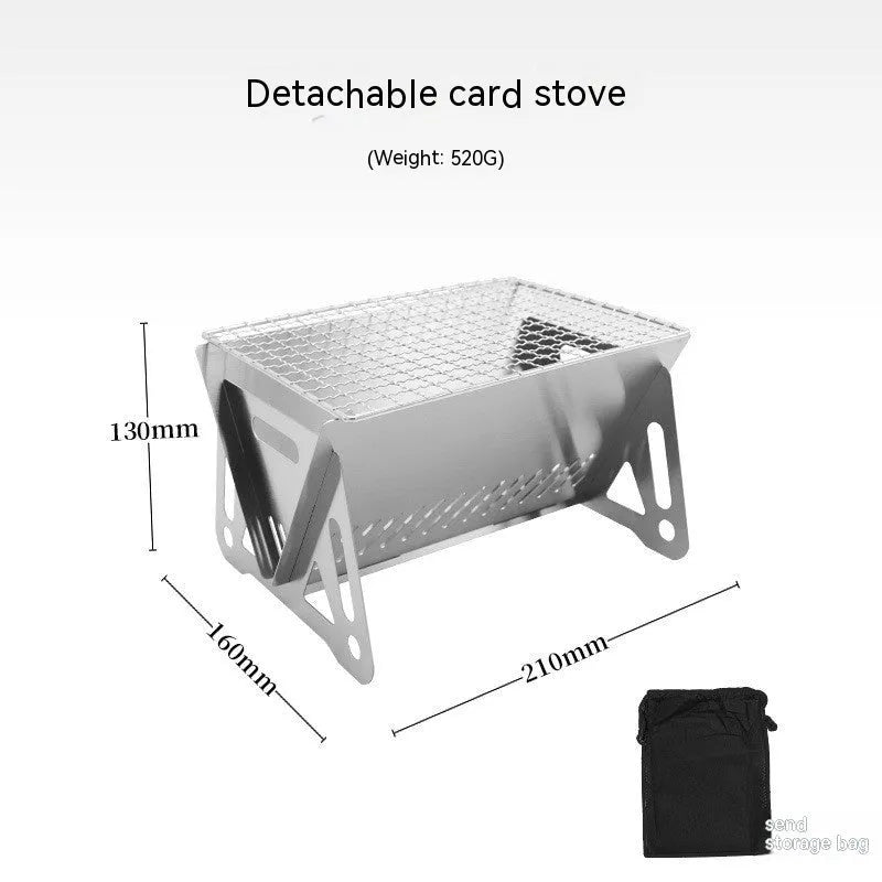 Large stainless steel folding barbecue oven with storage bag for 1-2 people