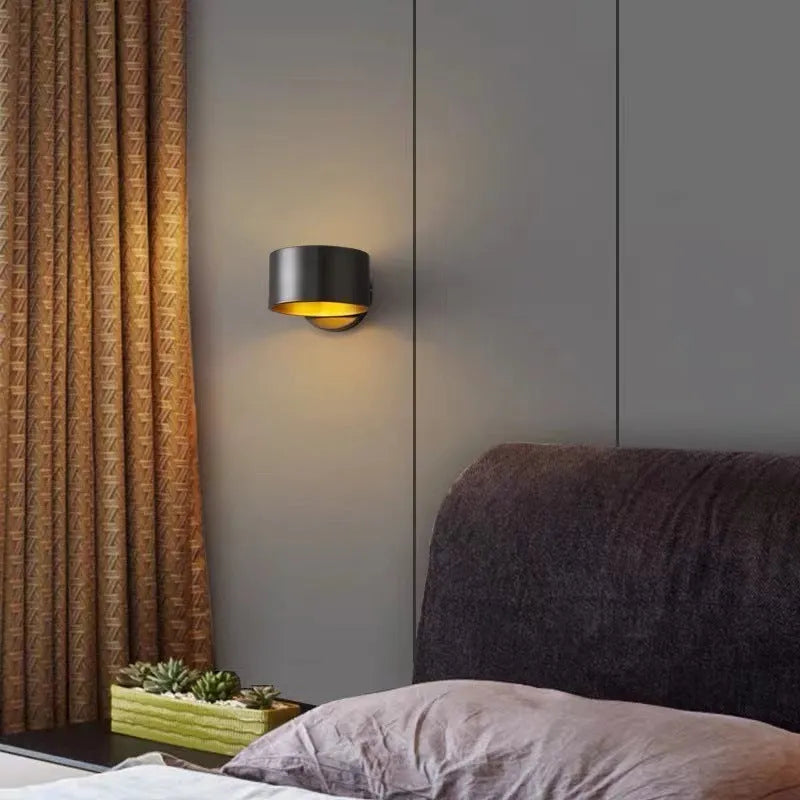 Copper wall lamp in gold or black finish with modern simple design for living room accent lighting