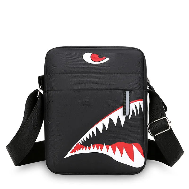 Men's small casual crossbody shoulder bag in Oxford cloth with animal print pattern