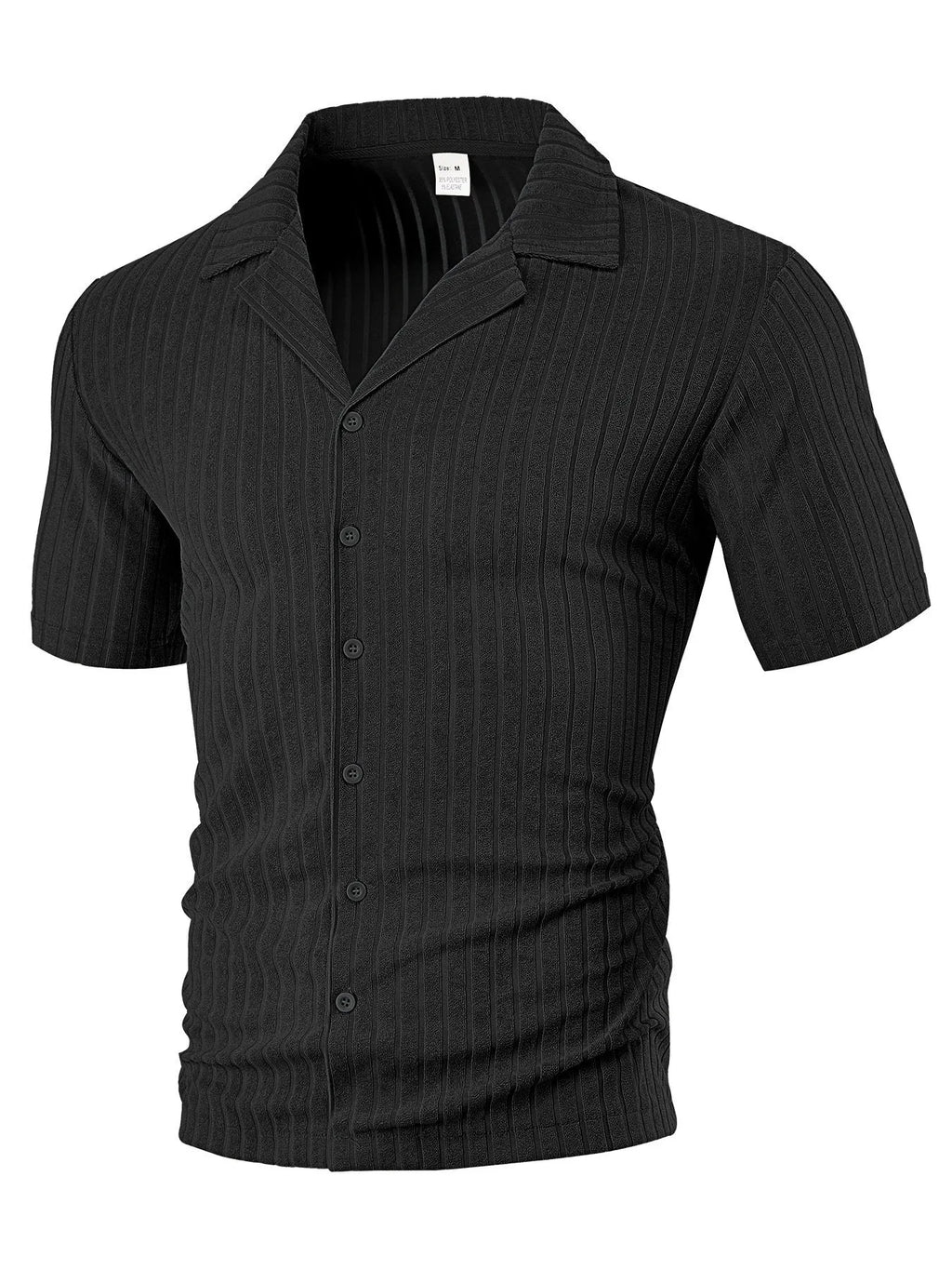 Men's loose casual cardigan short sleeve lapel top in polyester fabric 30 count available in six colours