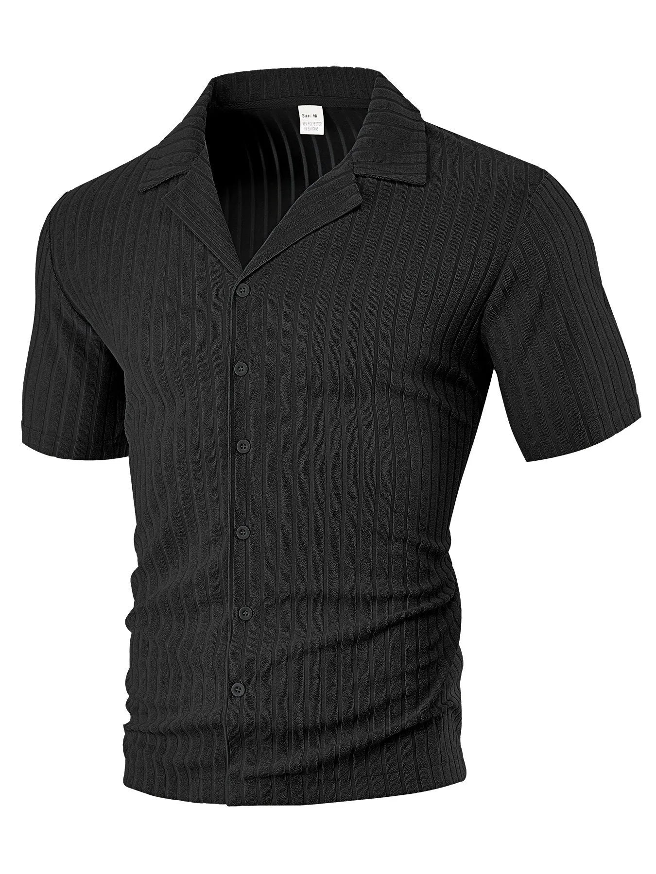 Men's loose casual cardigan short sleeve lapel top in polyester fabric 30 count available in six colours