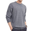 Men's standard wool pullover sweater in light grey, shown in a regular fit with regular sleeves.