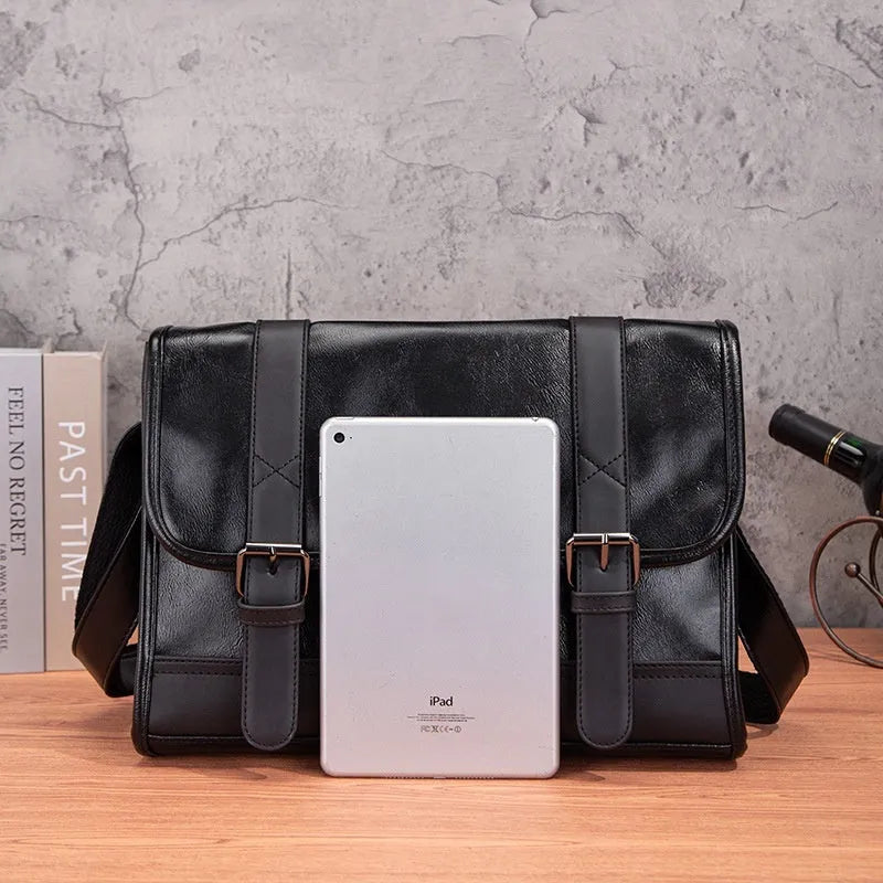 Black Korean style men's backpack with anti-theft function and PU leather construction