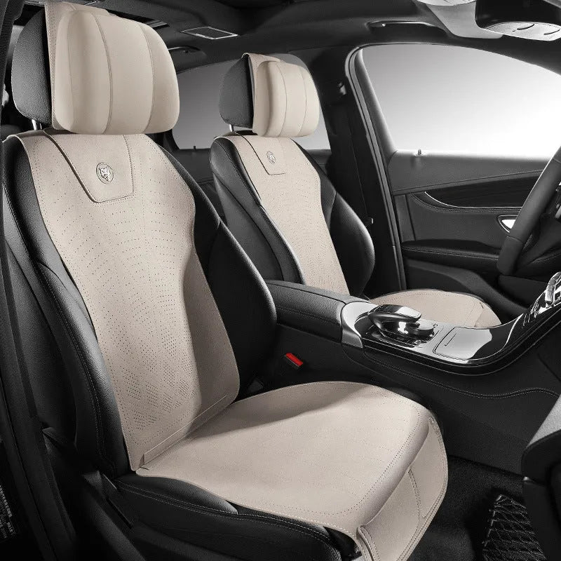 Tailored leather ultra thin car seat cover in Hermes orange colour with gradient hole pattern