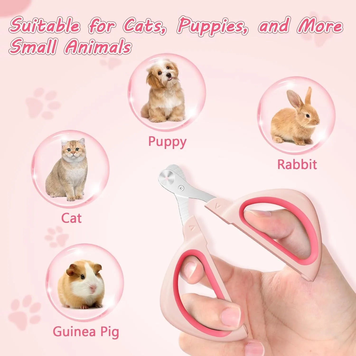 Cat nail clipper with positioning hole and stainless steel blade in blue or pink