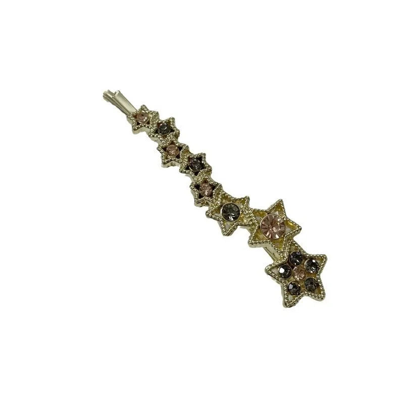 Gold Korean-style barrette hair clip with rhinestone star decoration for bangs