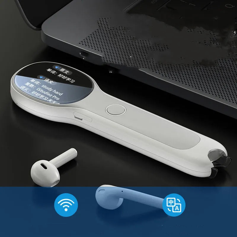 White universal reading pen electronic learning device with bilingual Chinese English translation functionality