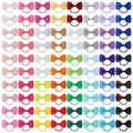 40 pairs of multicoloured baby hair ties with grosgrain ribbon bows and elastic bands