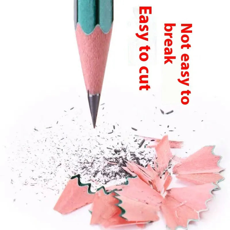 Green hexagonal wooden pencils in 2B and HB grades, box of 10 for sketching and writing