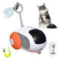 Smart cat toy car with feather teaser in blue and orange colour options