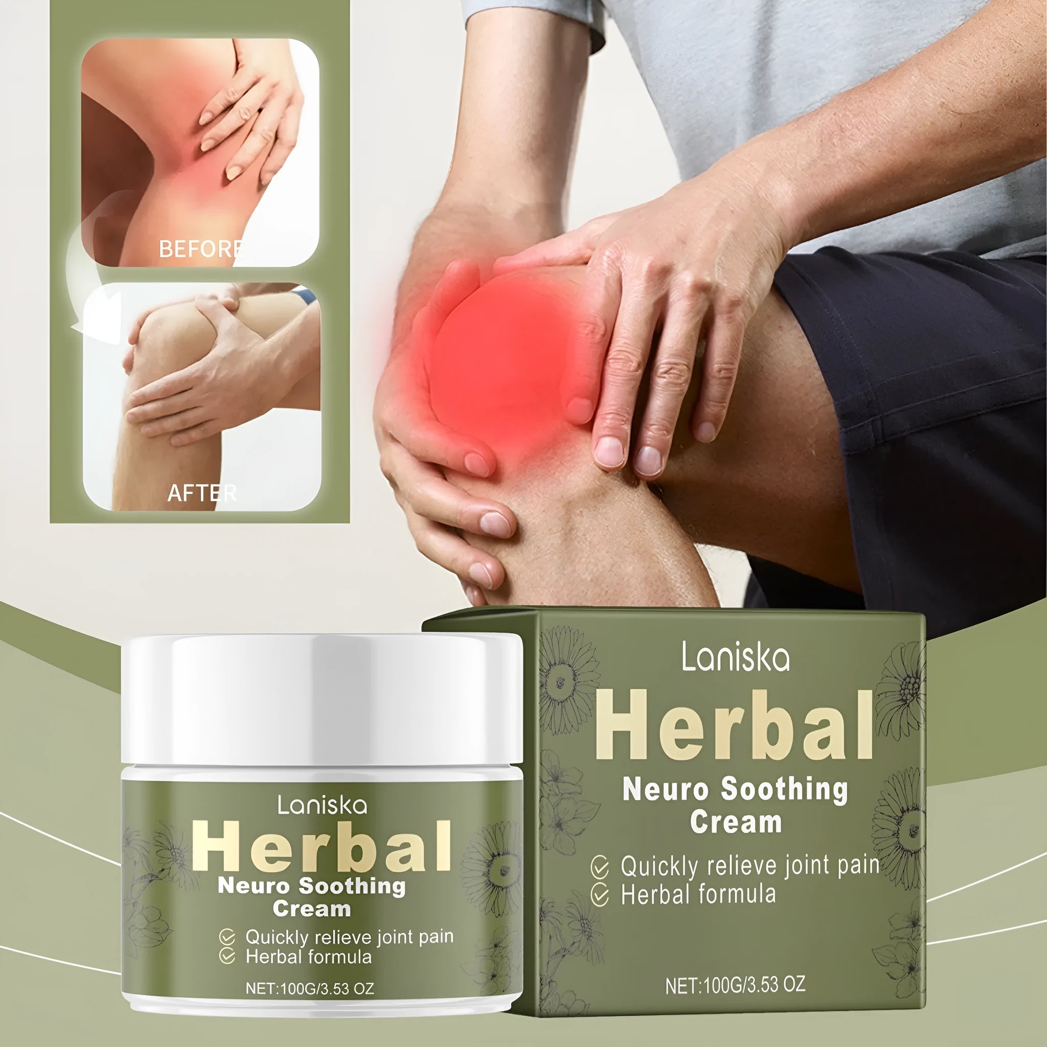 100g external body care cream container with botanical active ingredients arnica flower pepper mugwort root