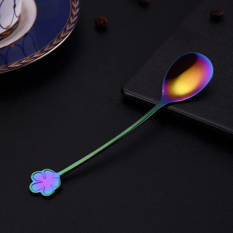 304 stainless steel gold plated dessert spoon with mirror polish in multiple colours