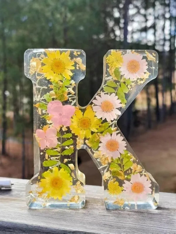 Transparent resin night light with letter flower design in modern simplicity style