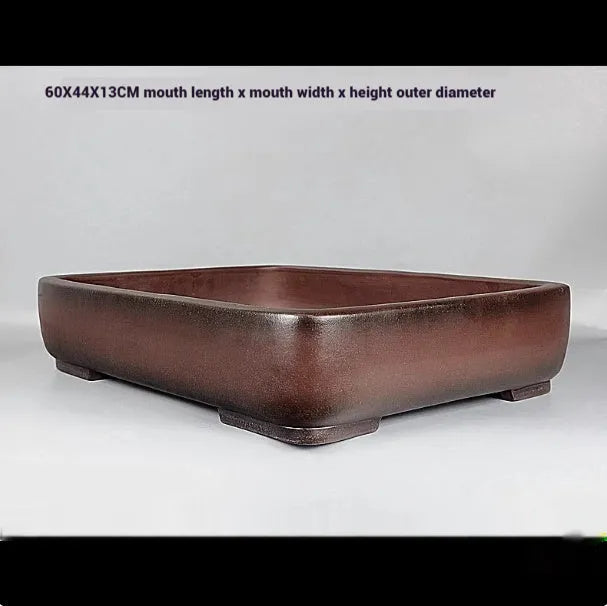 Handmade rectangular purple clay flower pot with 60x44cm dimensions for plant display