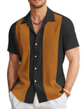 Men's slim fit Hawaiian shirt with short sleeves and digital printed pattern in cardigan style