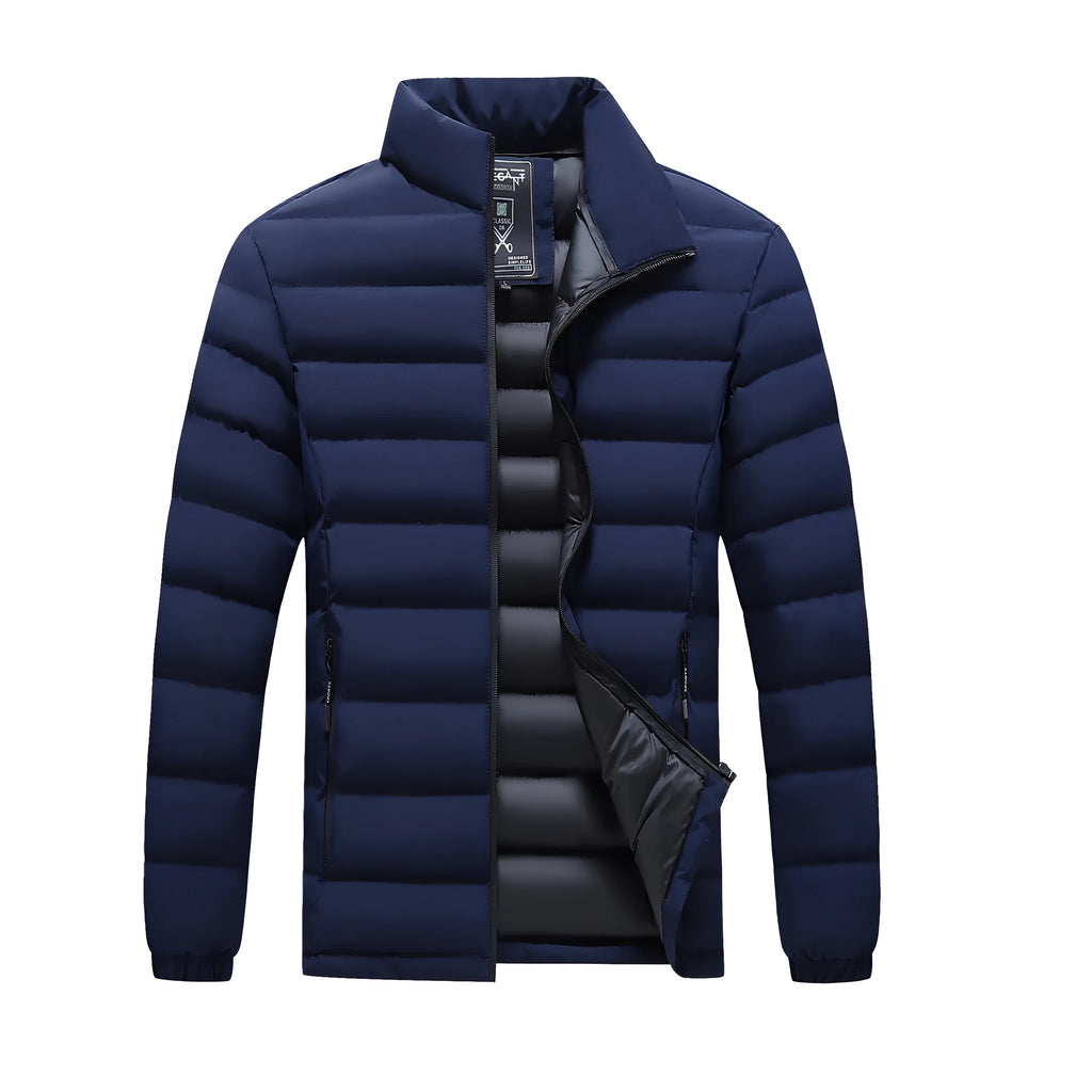 Men's plus size winter coat in black, thickened keep warm design, available up to 5XL