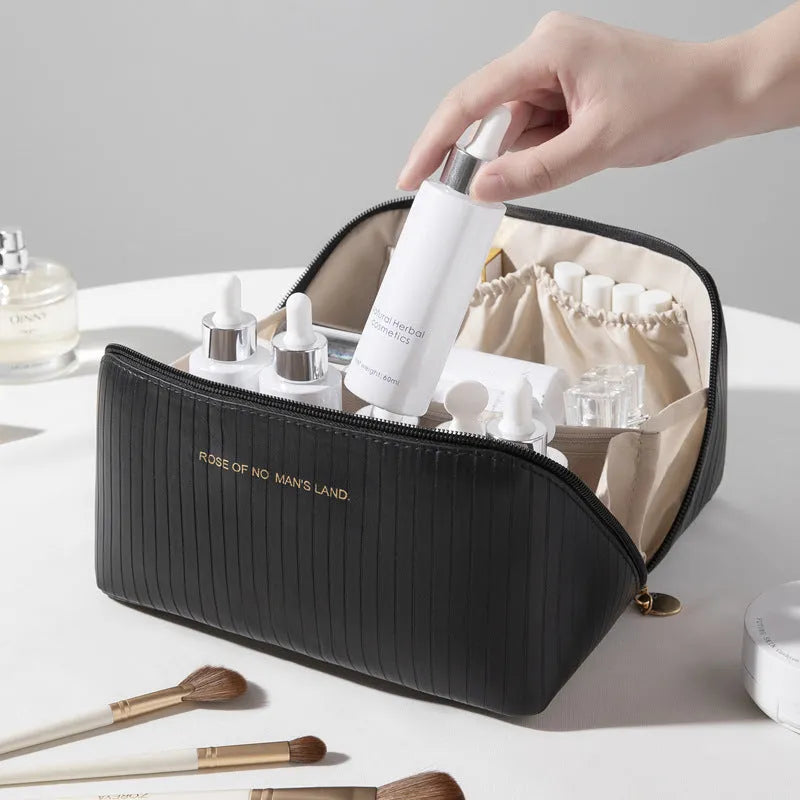 Vertical pattern pillow makeup bag cubic shape 22.5cm travel organiser in multiple colours